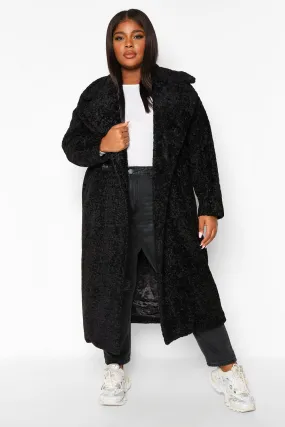 Plus Teddy Faux Fur Trench Coat