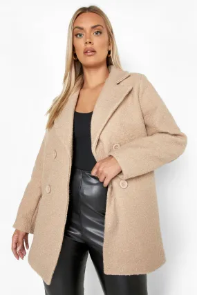 Plus Teddy Fur Double Breasted Coat