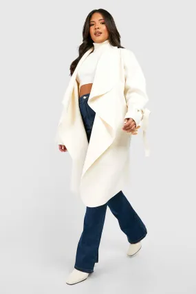 Plus Waterfall Longline Tie Cuff Coat