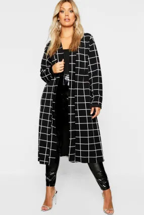 Plus Windowpane Check Duster Coat