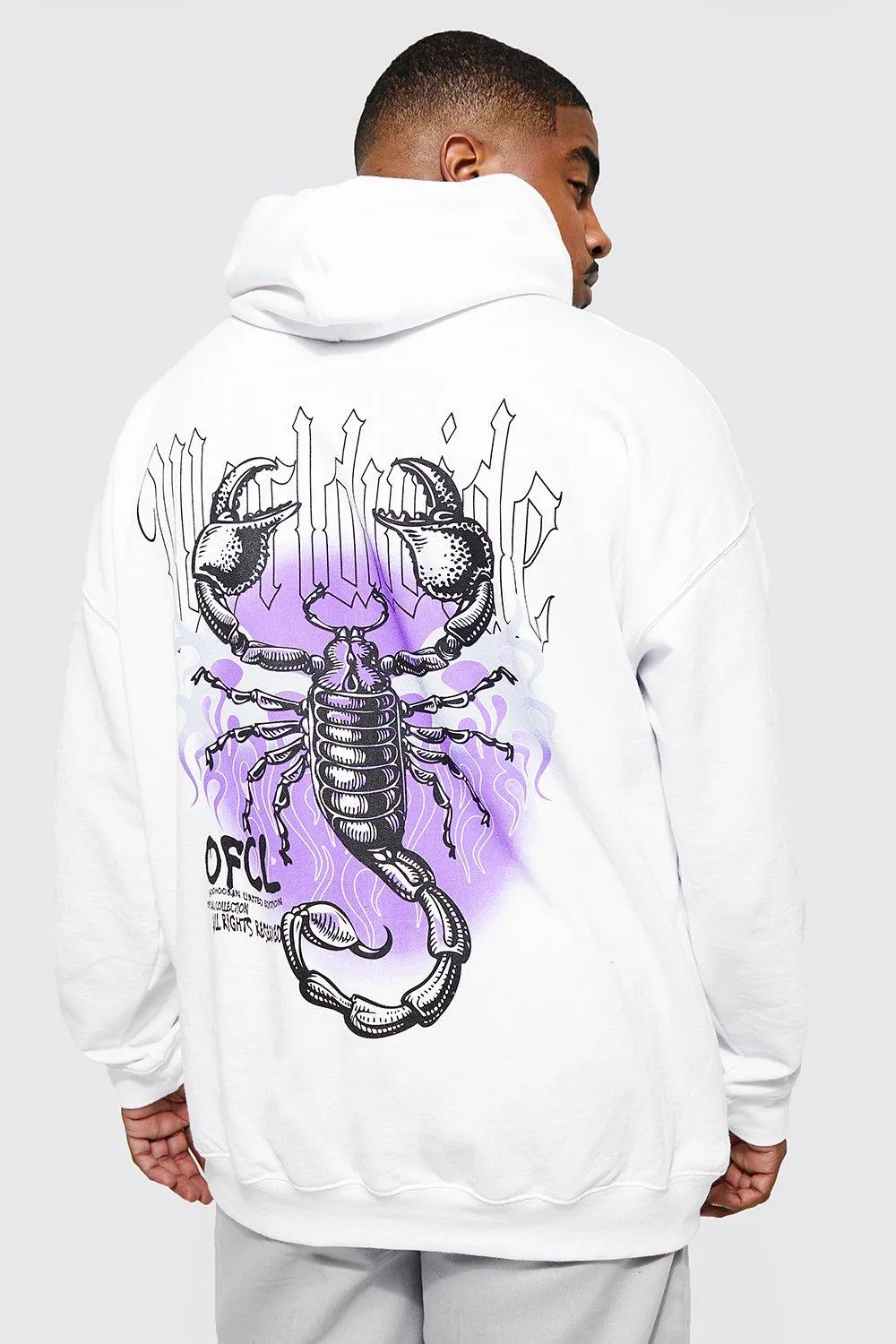 Plus Worldwide Scorpion Back Print Hoodie