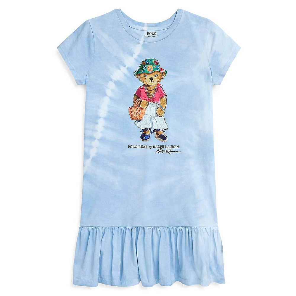 Polo Ralph Lauren Girl's Tie-Dye Polo Bear Cotton T-Shirt Dress