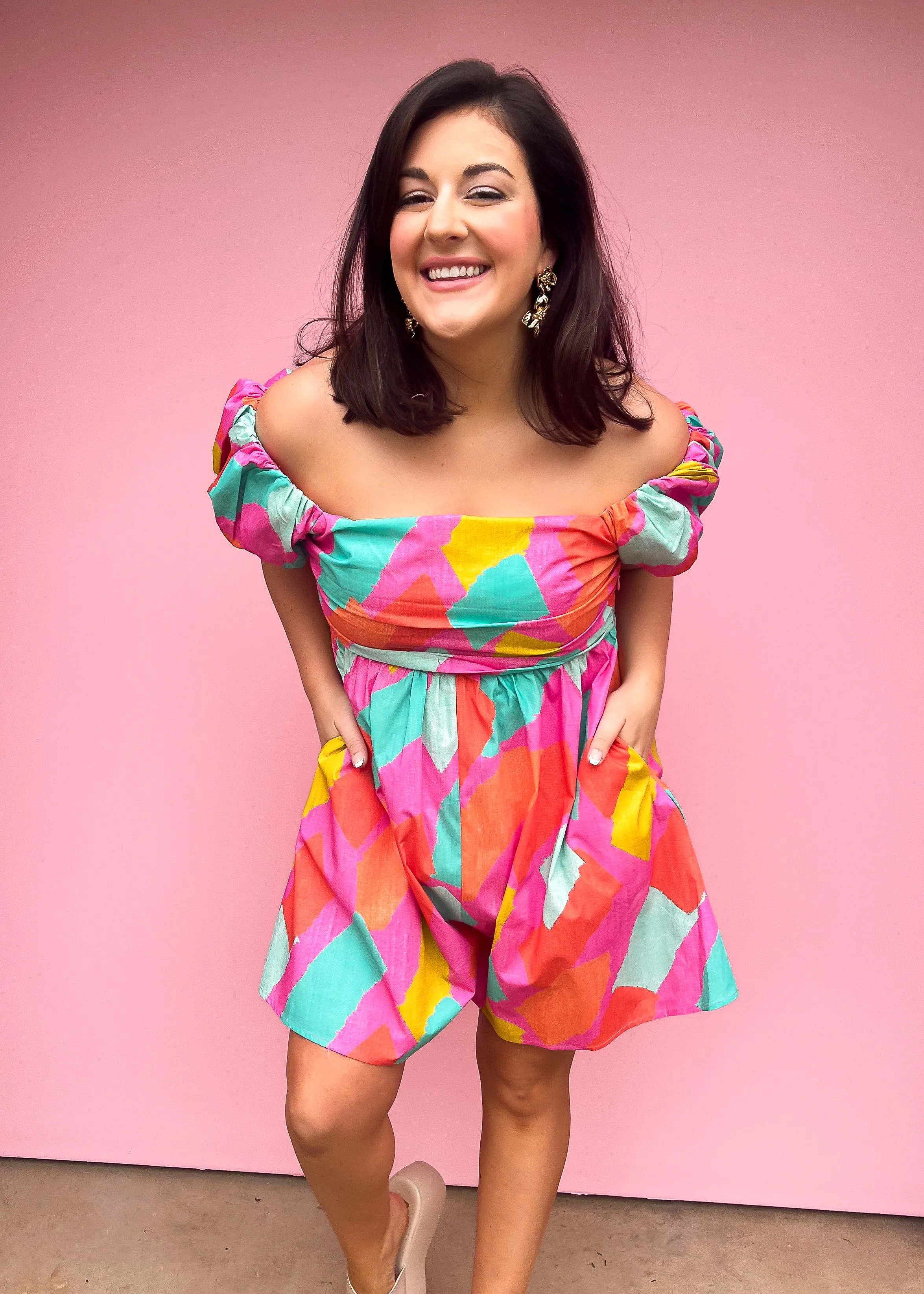 Poplin Geo Print Romper