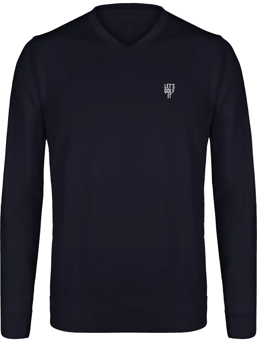 Pull en laine mérinos brodé LET'S GOLF IT