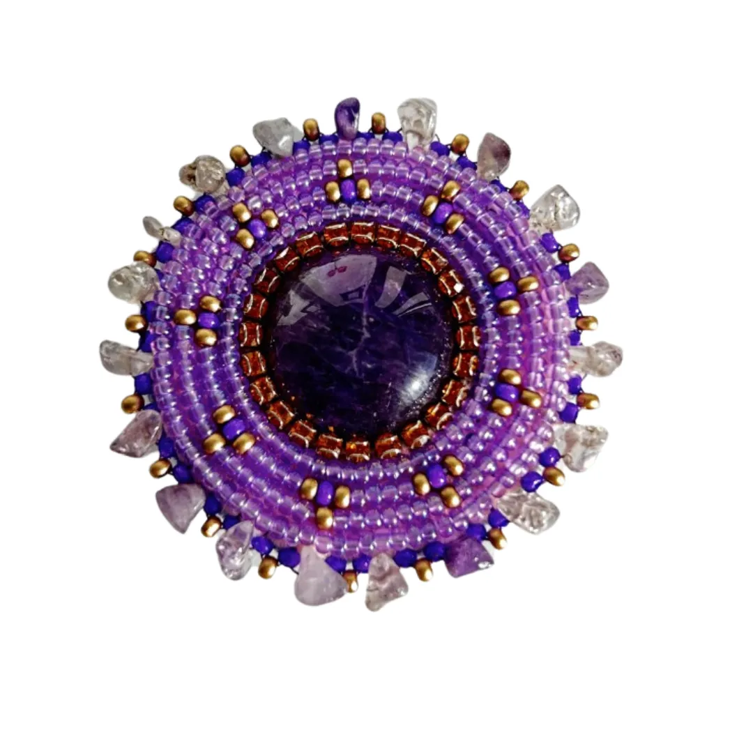 Purple Beaded Pop Socket