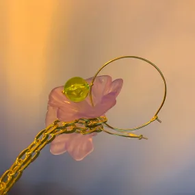 Purple flower + pearl single earring