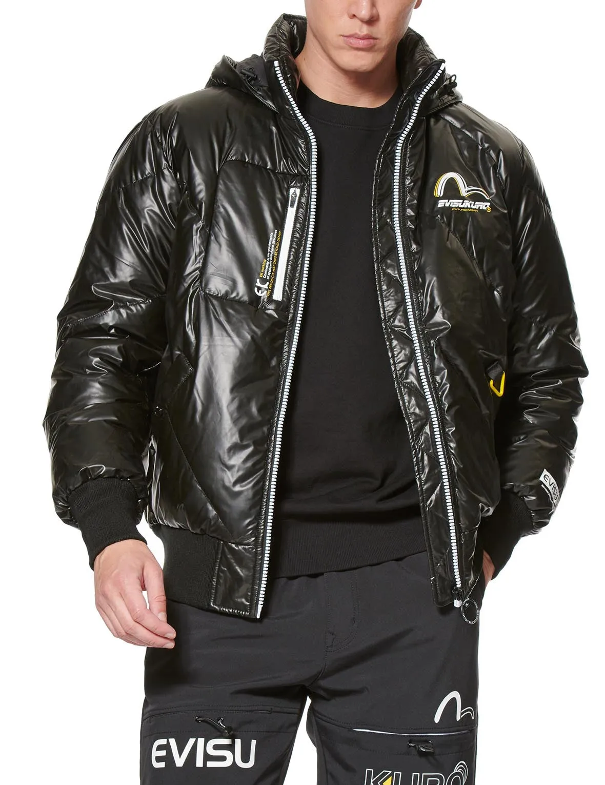 Quilted Logo Print Bomber Down Jacket