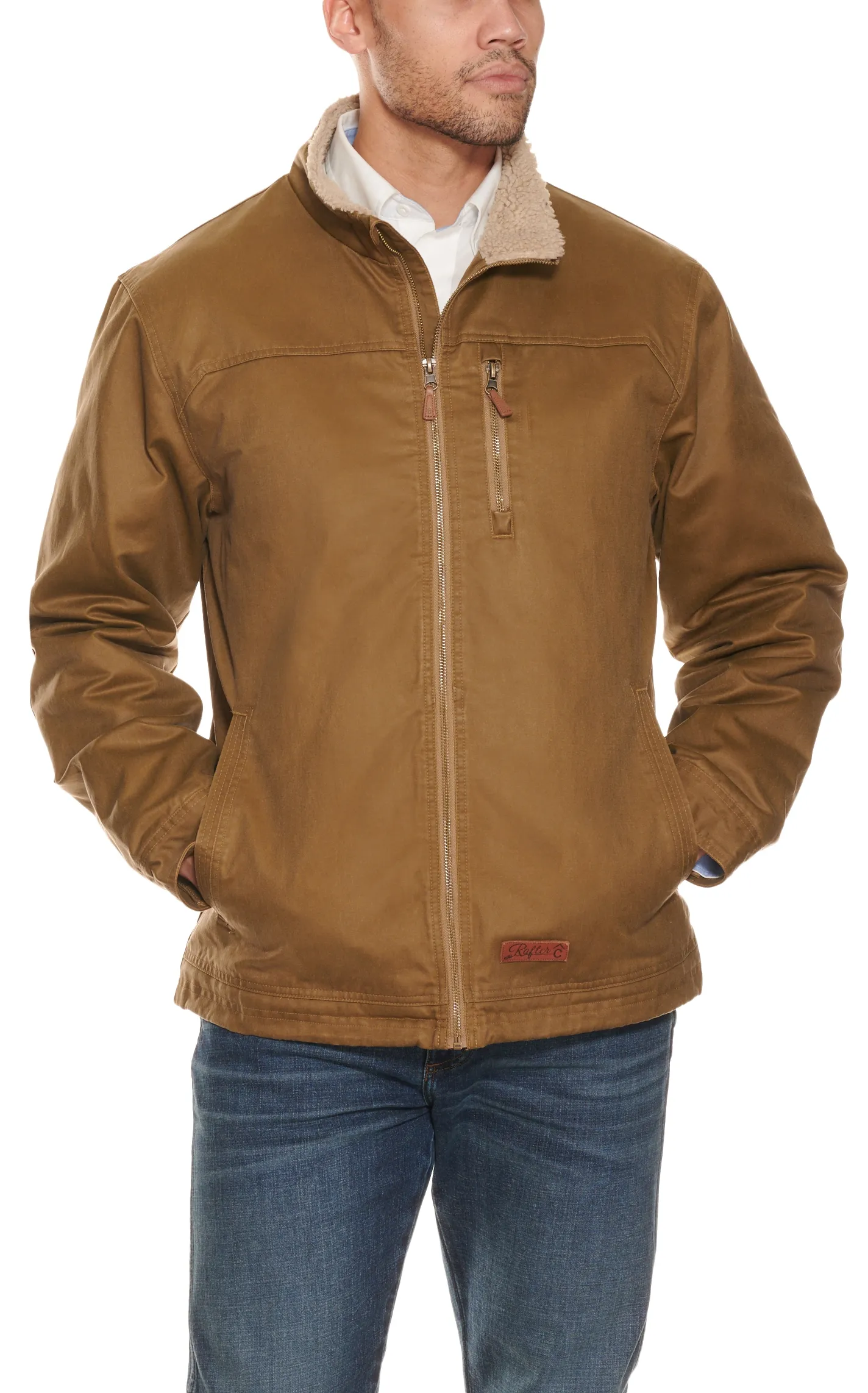 Rafter C Men's Brown Faux Oilskin Serpa-Lined Jacket