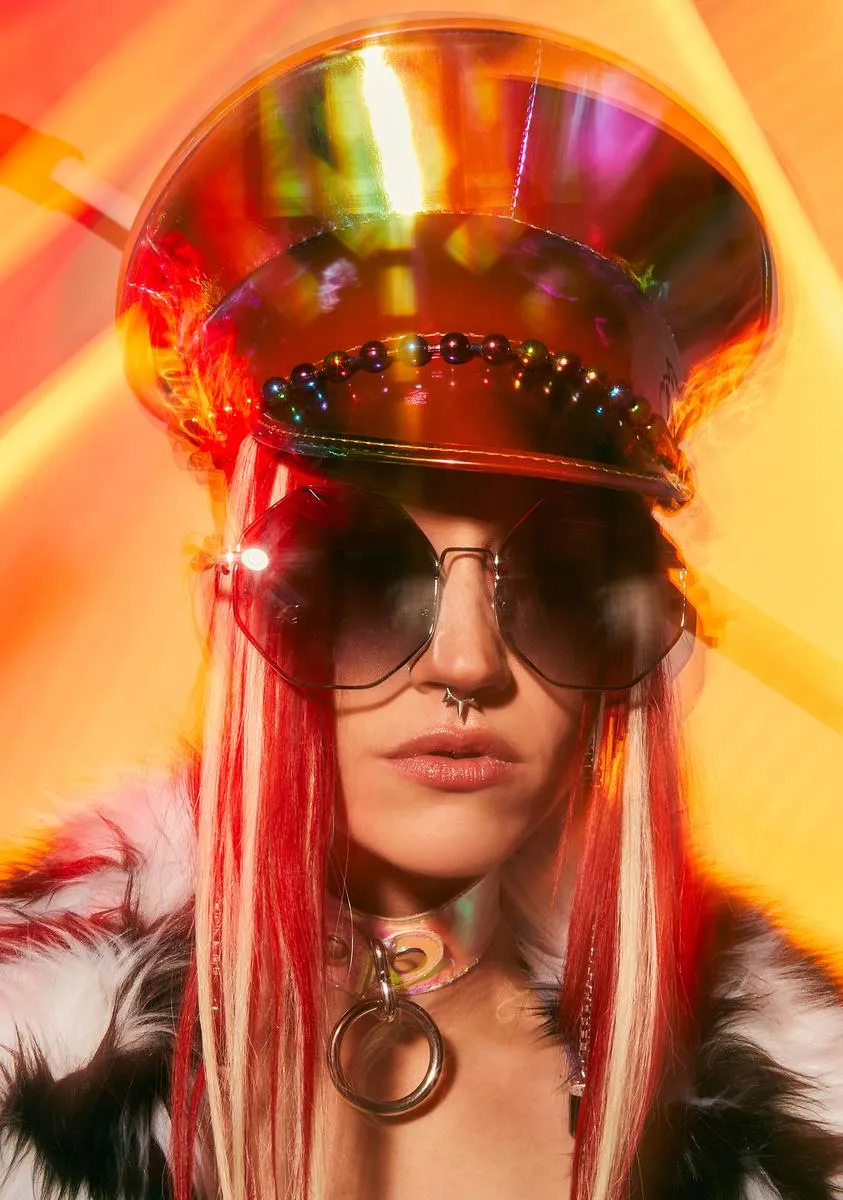Rainbow Ball Chain Captain Hat-