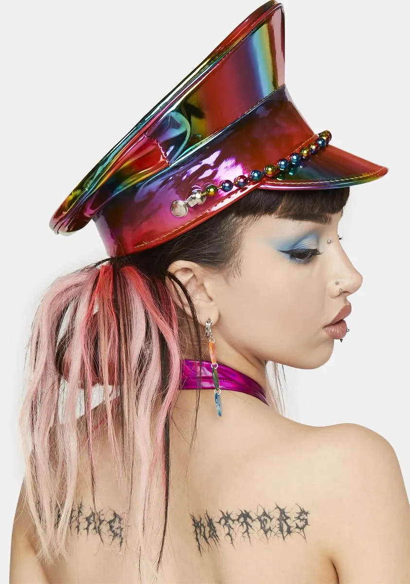 Rainbow Ball Chain Captain Hat-
