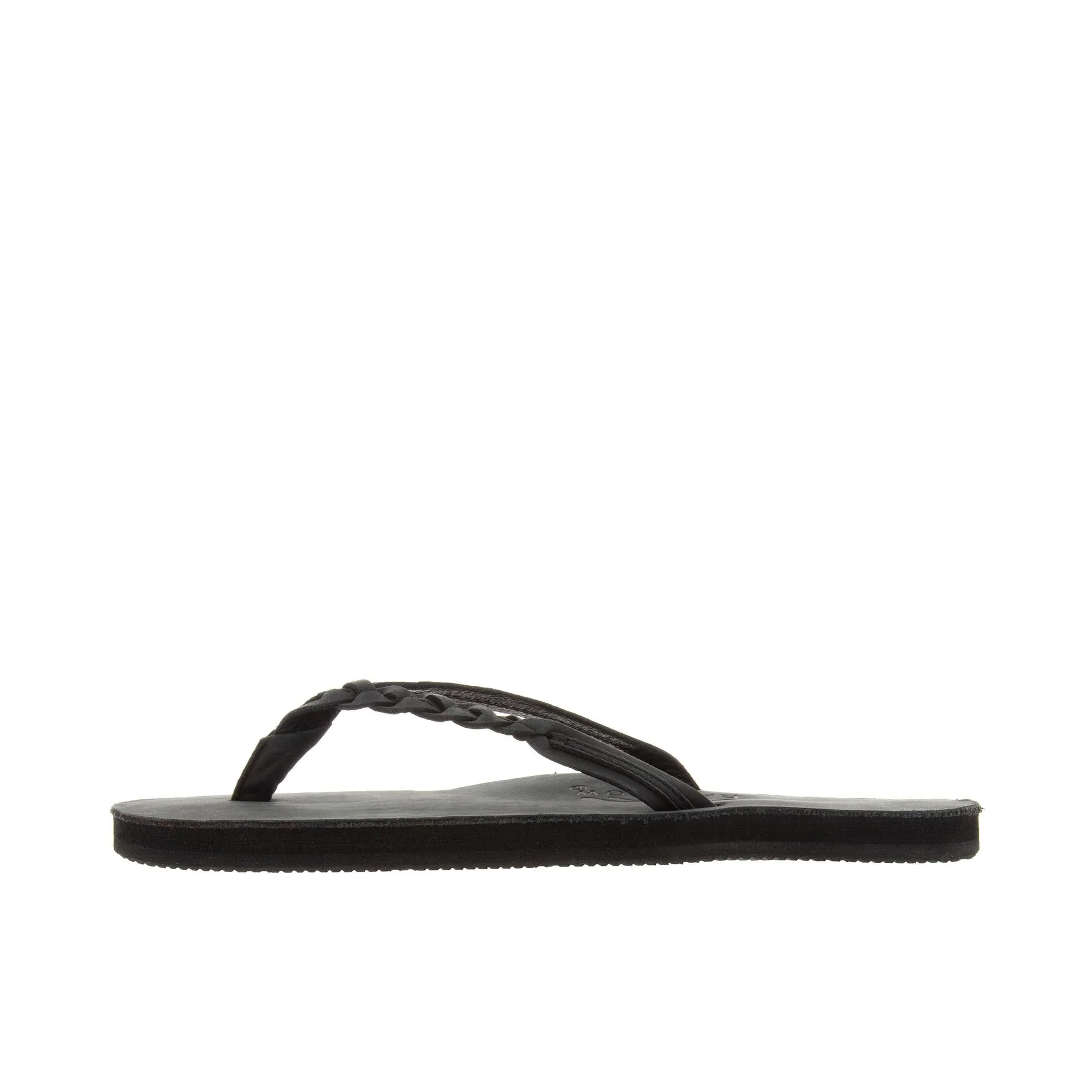 Rainbow Sandals Womens Flirty Braidy Single Layer Leather Premier Black
