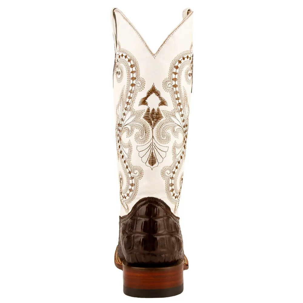 Rancher Caiman Embroidered Square Toe Cowboy Boots