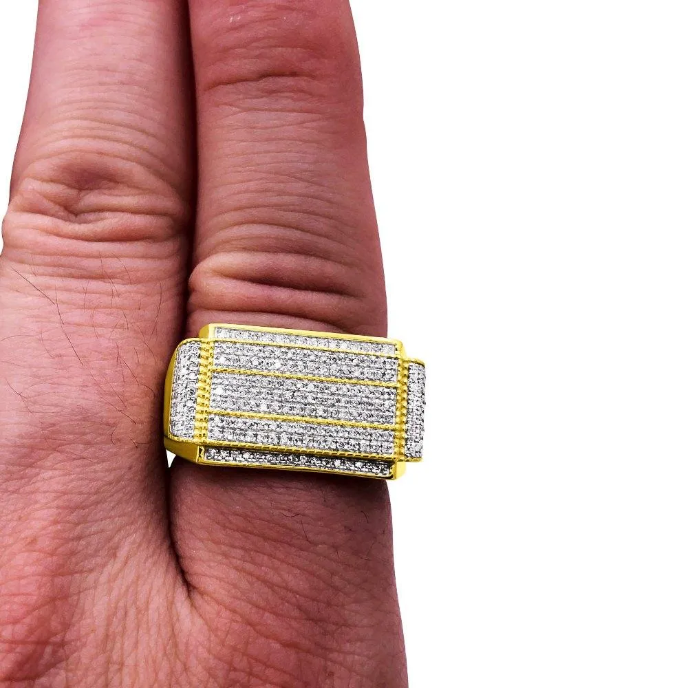 Rectangle Block .38cttw Diamond 10K Yellow Gold Ring