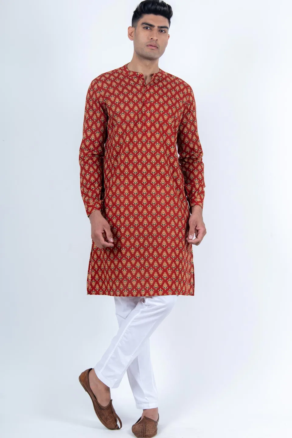 Red Aaftab Printed Kurta