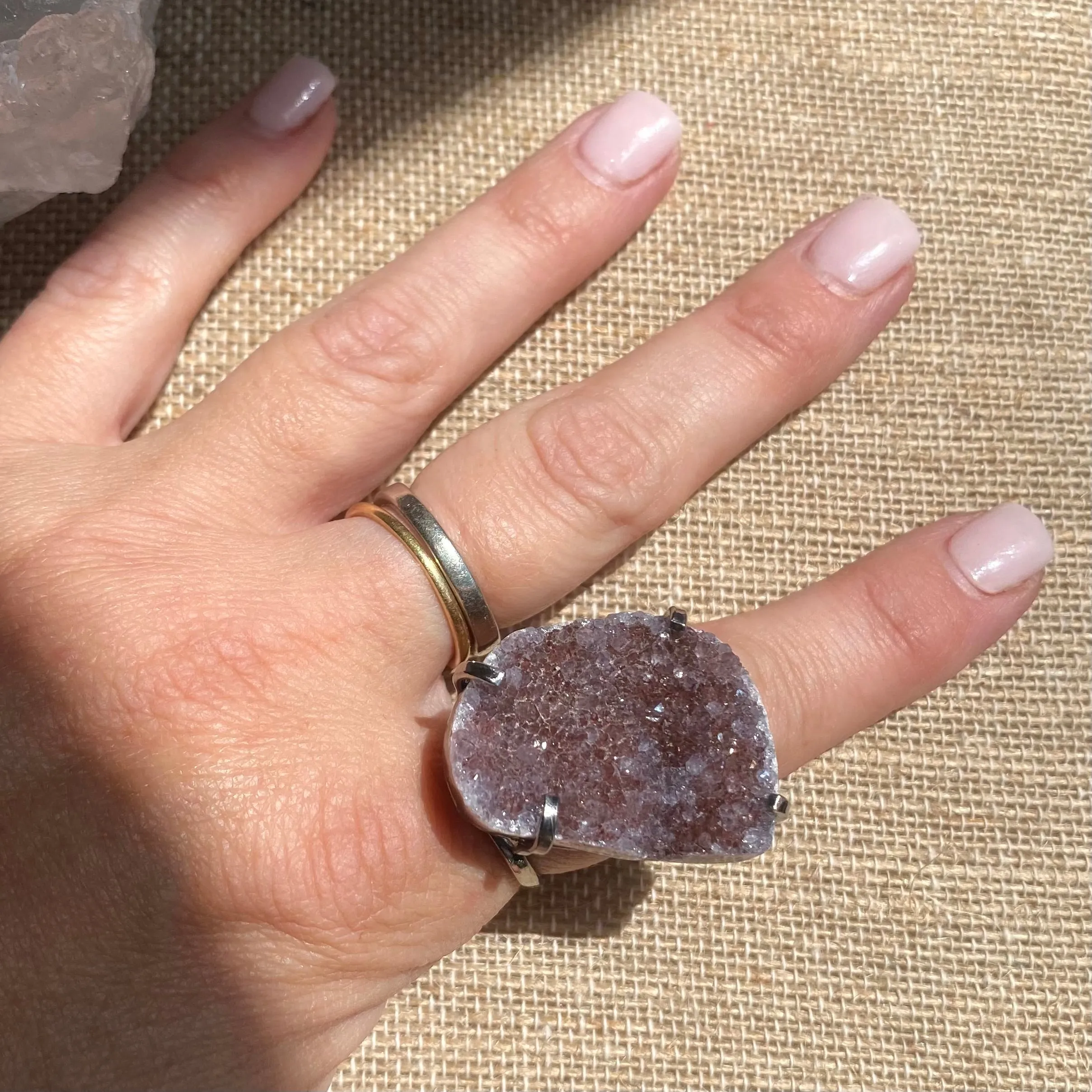 Red Amethyst Druzy Ring #40