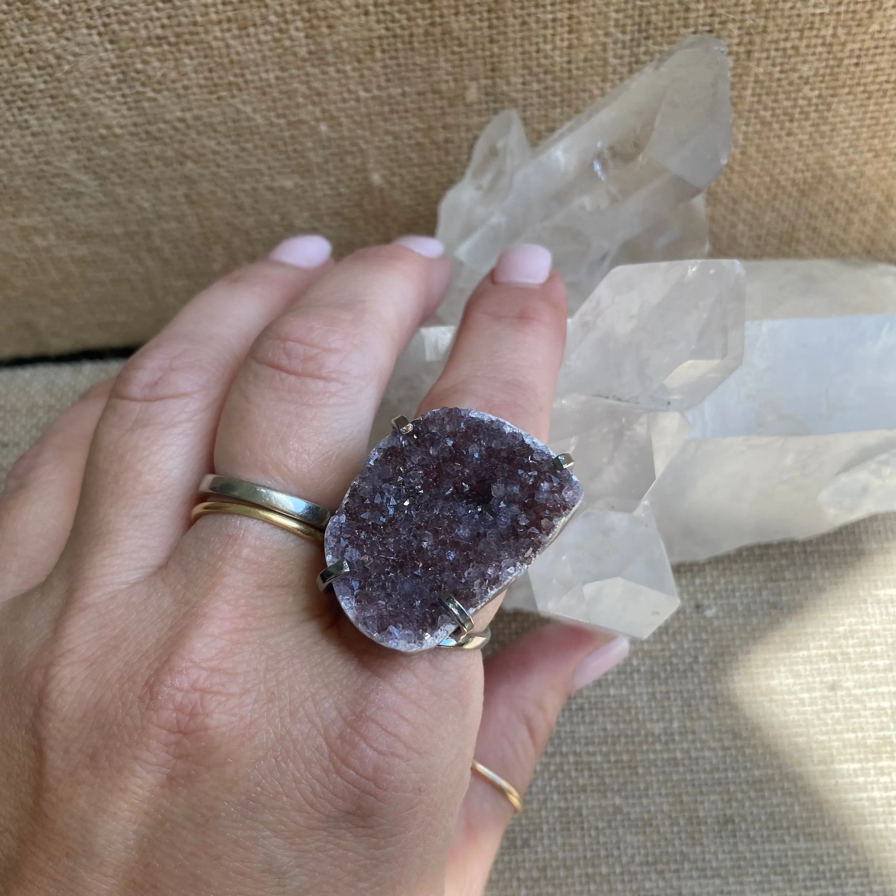 Red Amethyst Druzy Ring #40