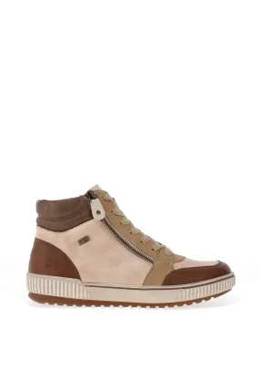 Remonte Colour Block High Top Trainers, Beige