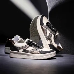 Remonte D0J04 Beige Black Leopard Side Zip Trainers