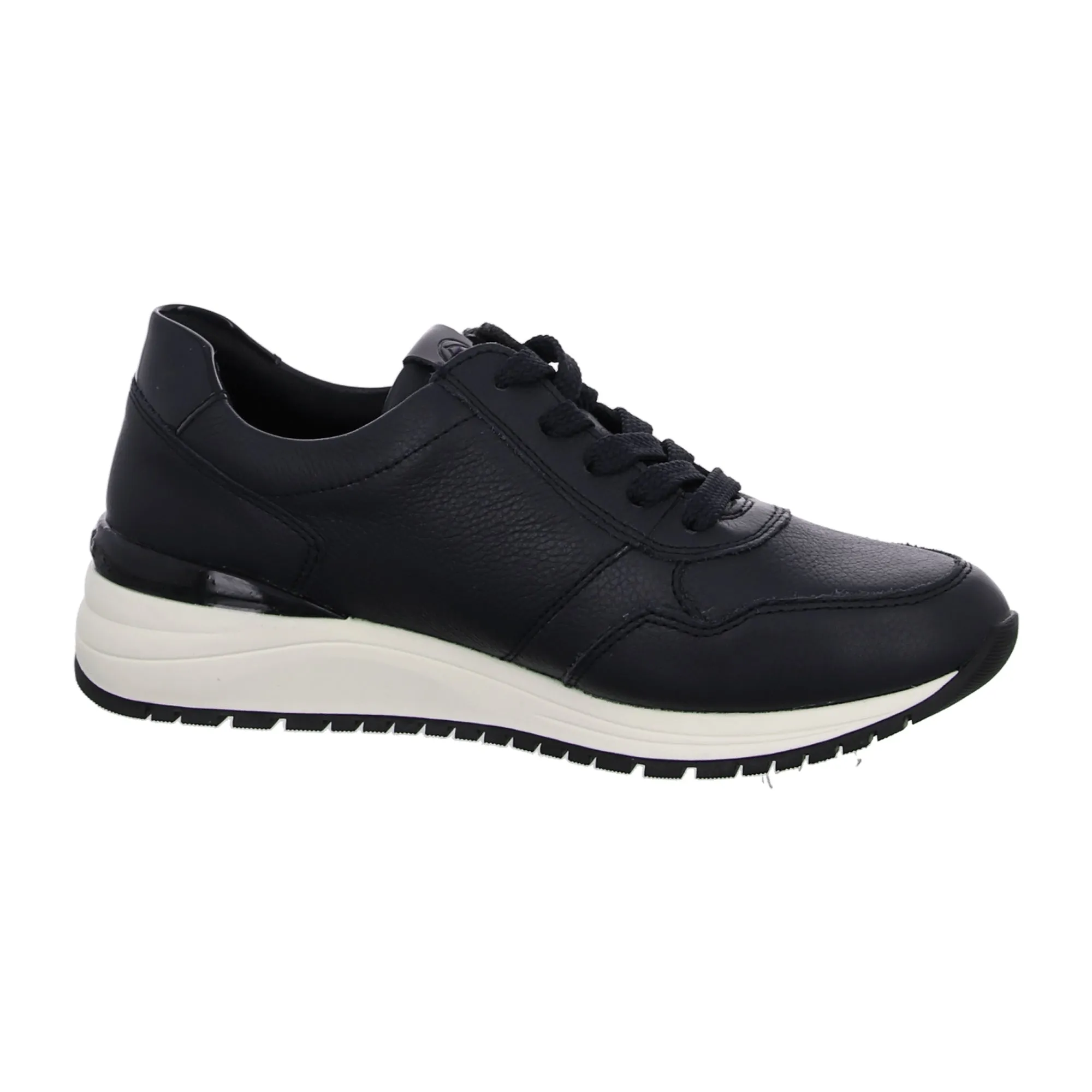 Remonte Women's Blue Leather Sneakers with Laces and Zipper