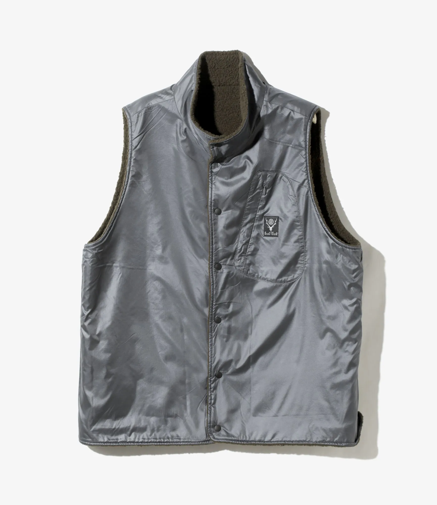 Reversible Vest –Olive Fleece / Charcoal Ripstop