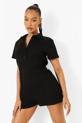 Rib Collared Romper