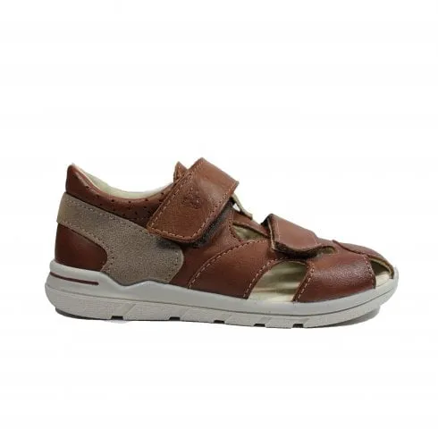 Ricosta Kaspi | Tan Leather | Boys Rip Tape Closed In Sandals