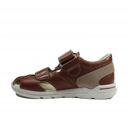 Ricosta Kaspi | Tan Leather | Boys Rip Tape Closed In Sandals