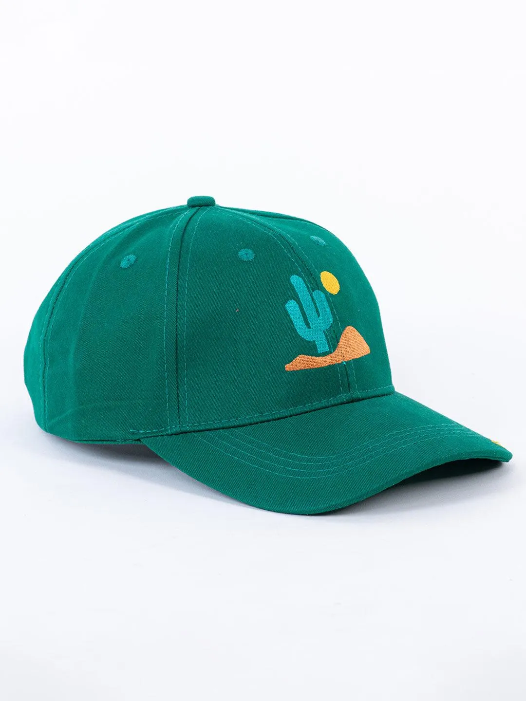 Rise N Shine Cactus Embroidered Green Free Size Unisex Baseball Caps