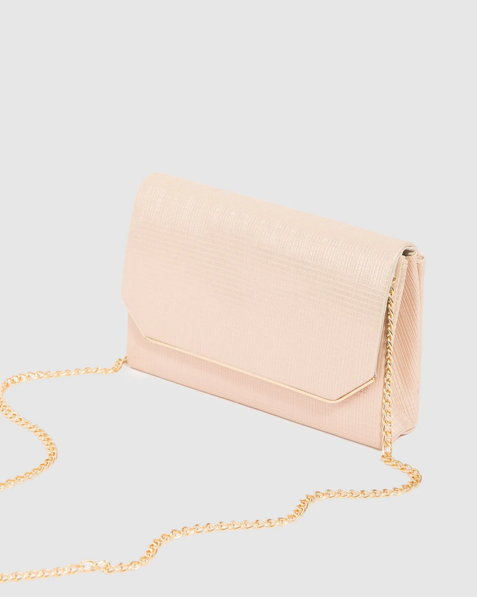 Rose Gold Penny Flap Clutch Bag