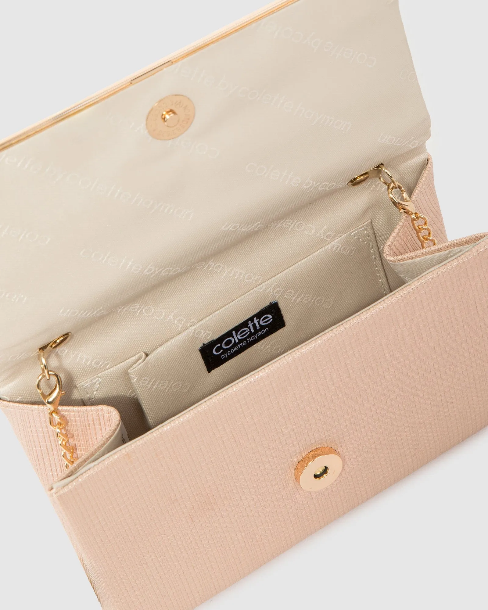 Rose Gold Penny Flap Clutch Bag