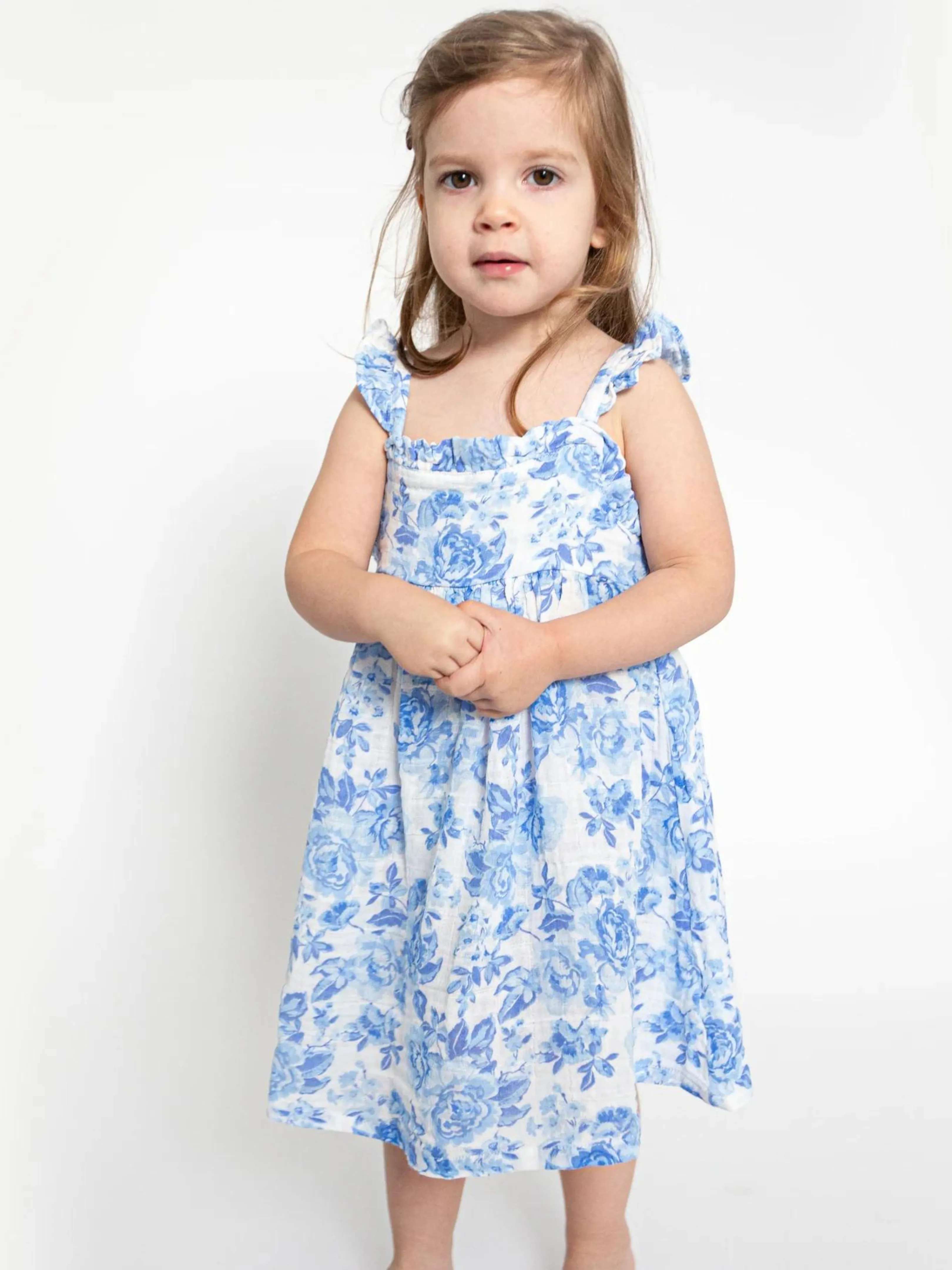 Roses in Blue Ruffle Sundress - Girl