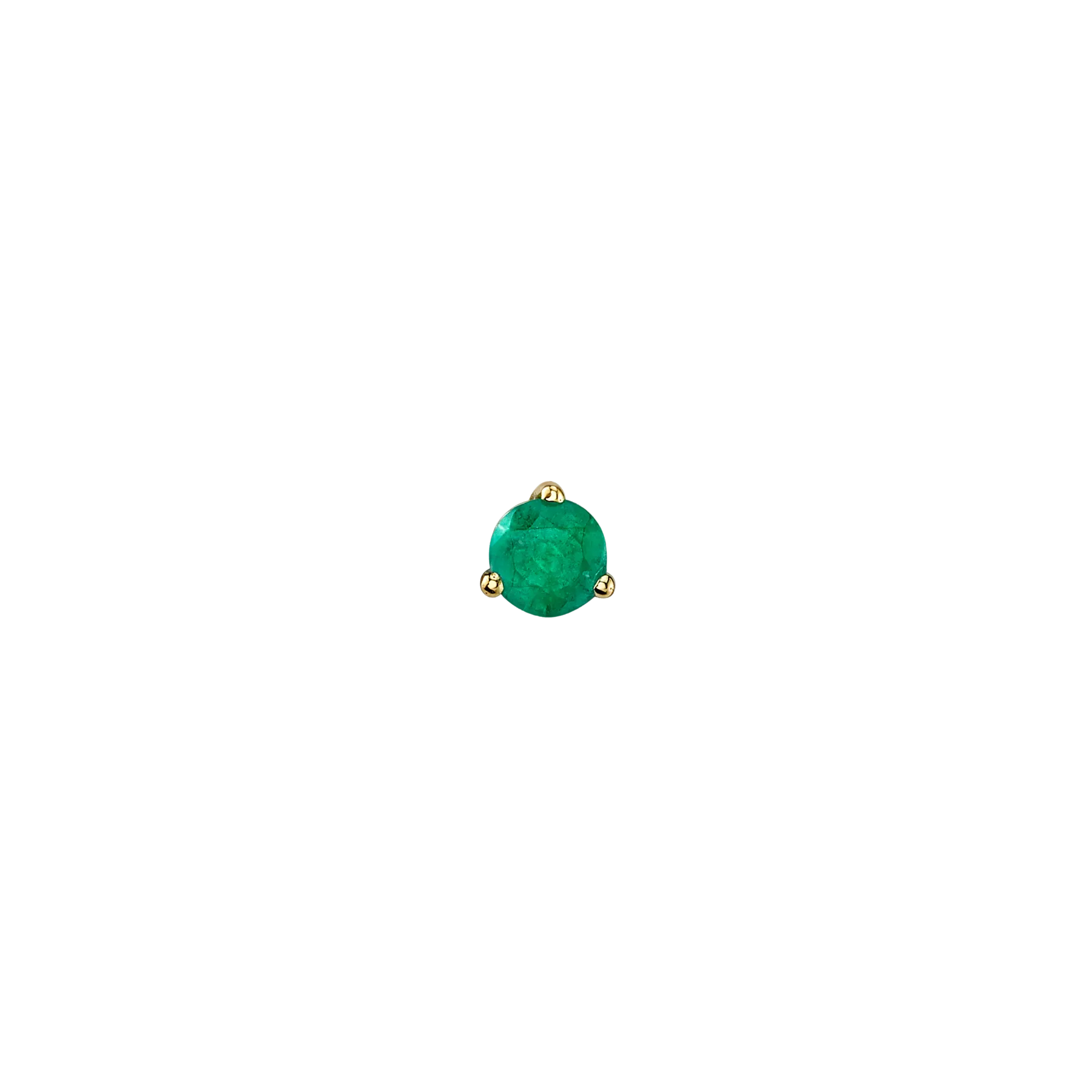 Round Stud #2 - Emerald / 14k Yellow Gold