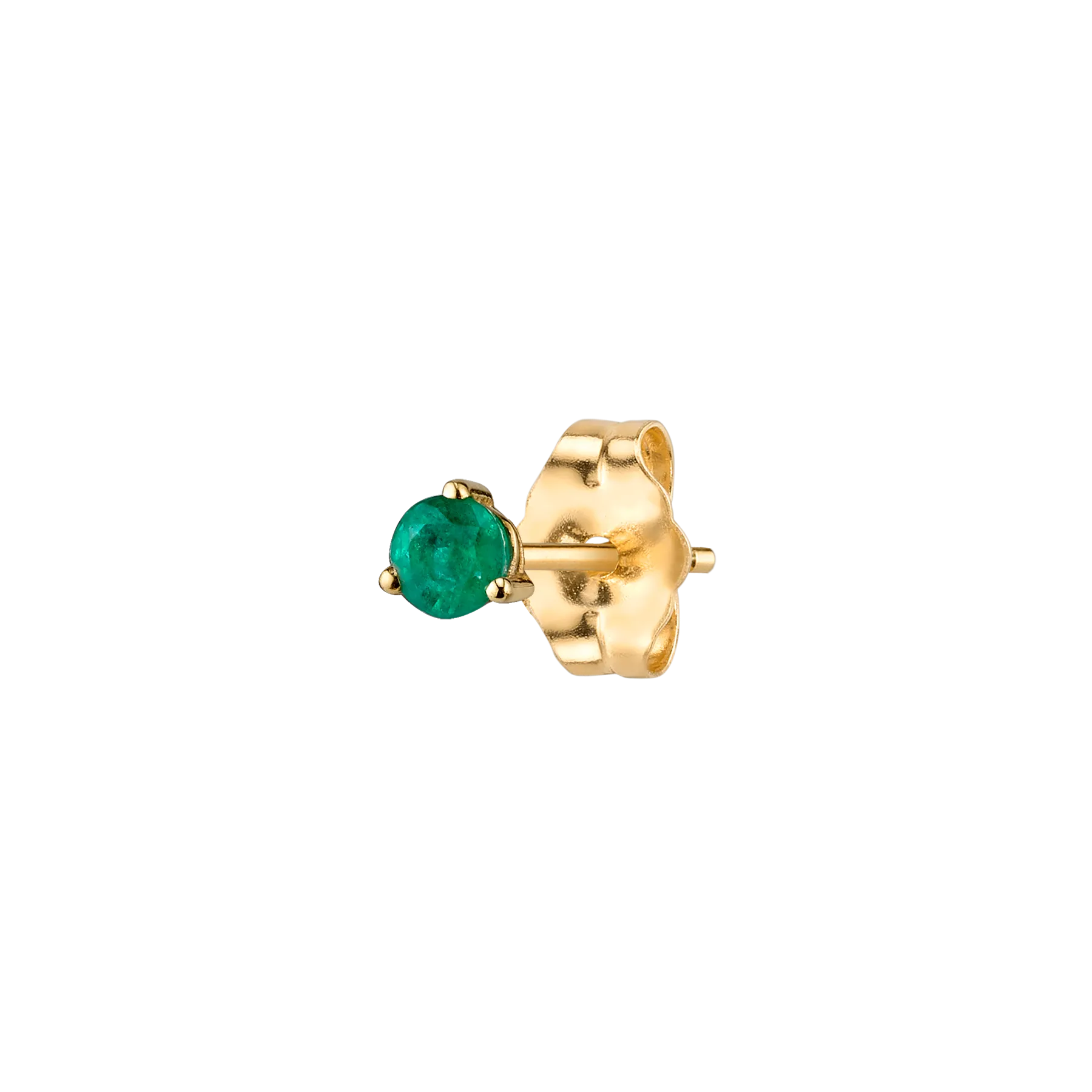 Round Stud #2 - Emerald / 14k Yellow Gold