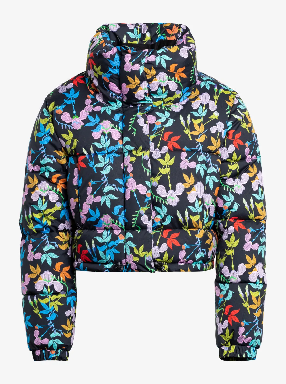 ROWLEY X ROXY Cropped Winter Bomber Jacket - True Black Multifloral
