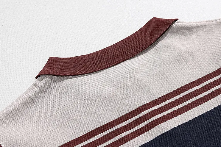 RT No. 8068 KNITTED HALF ZIP-UP SLEEVELESS STRIPED VEST