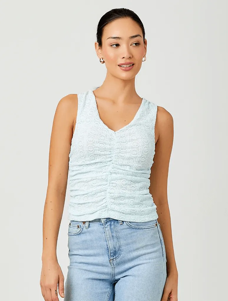 Ruched Tank Top in Ice Blue