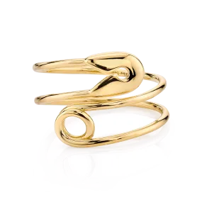 Safety Pin Ring - 14k Yellow Gold