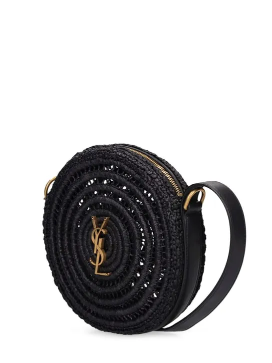 Saint Laurent   Round raffia shoulder bag 
