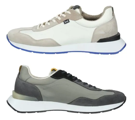 SANSIBAR scarpe da uomo in vera pelle sneakers per il tempo libero con suola estraibile 109633 grigio o beige