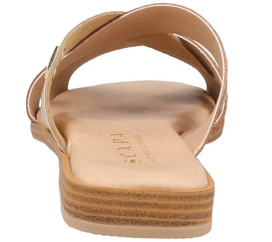 SCAPA Pantoufles en Cuir Véritable pour Femmes Mules Chaussures d Été Chaussures à Enfiler Fabriquées en Italie 1079755-42 Marro