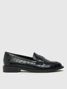 Schuh Lexa Mock Croc Loafer - Black