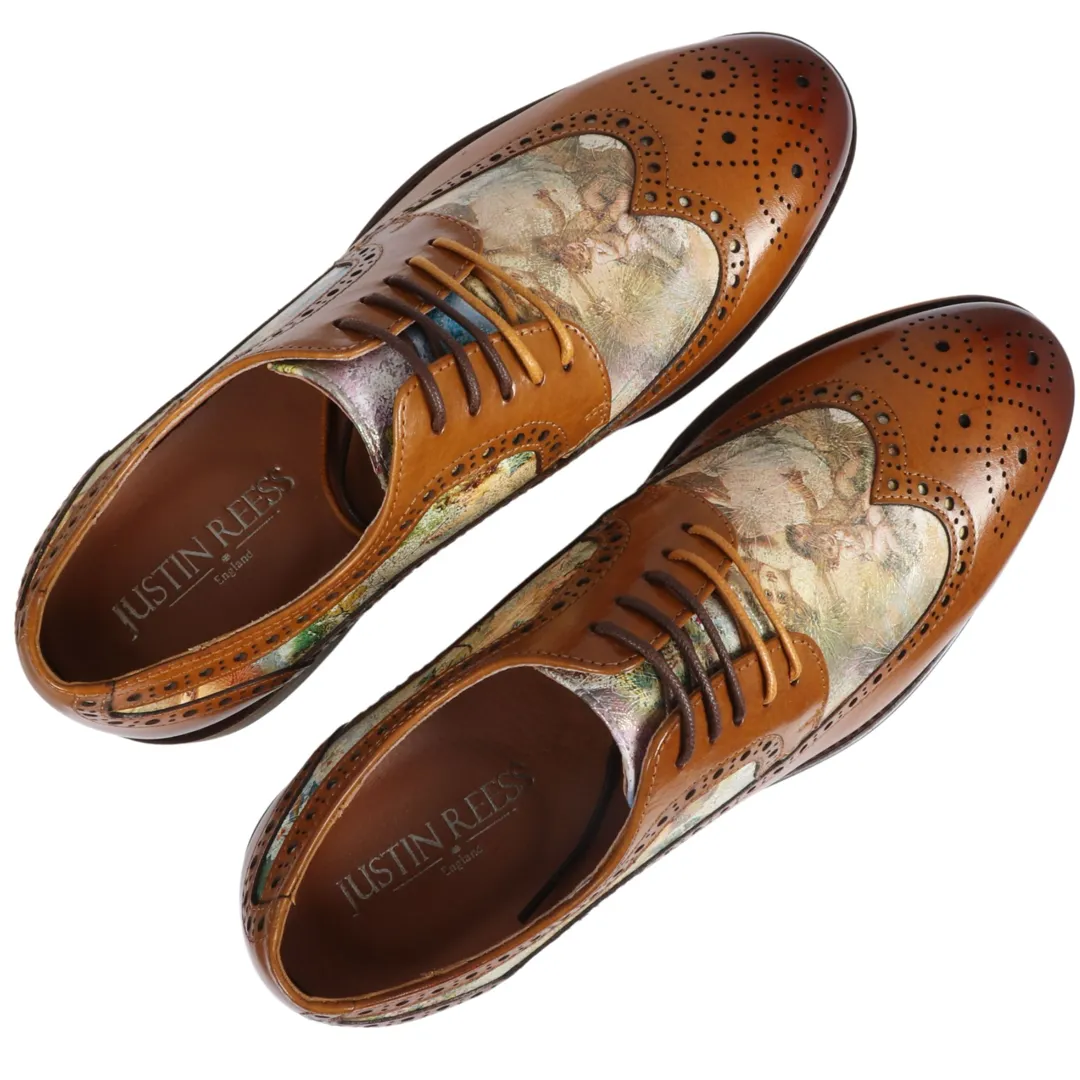 Scott - Men's Brown Iconic Print Leather Brogue Shoes