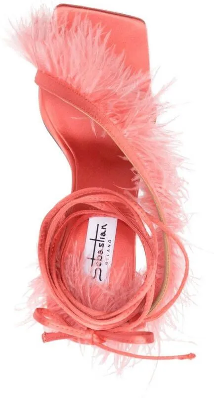 Sebastian Milano Marie A. 110mm feather-trim sandals Pink