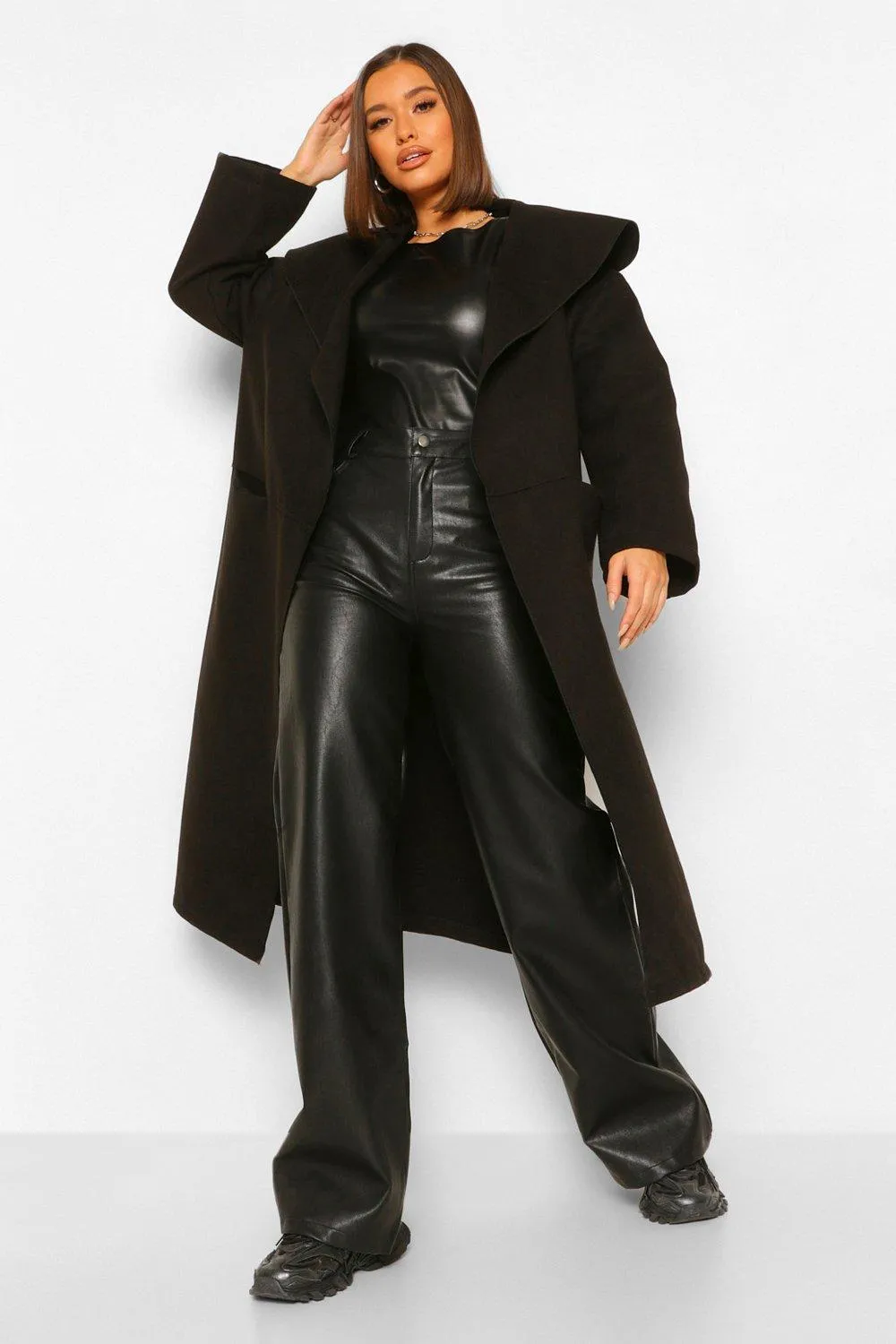 Shawl Collar Oversized Wool Look Coat