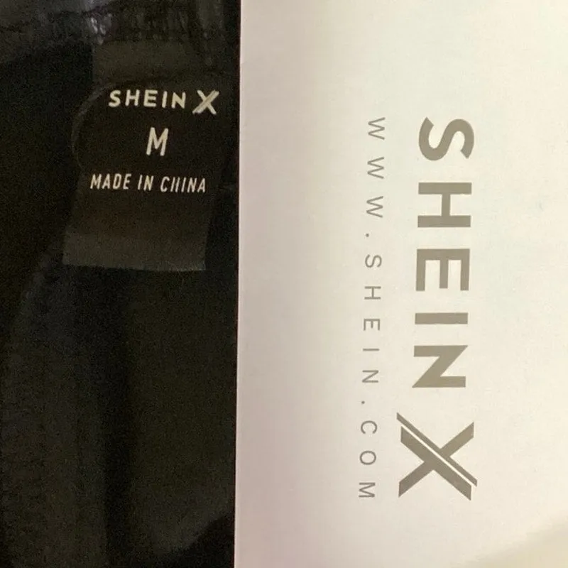 Shein NWT Black Faux Leather Beaded Fringe Flared Leg High Rise Ankle Pants Sz M