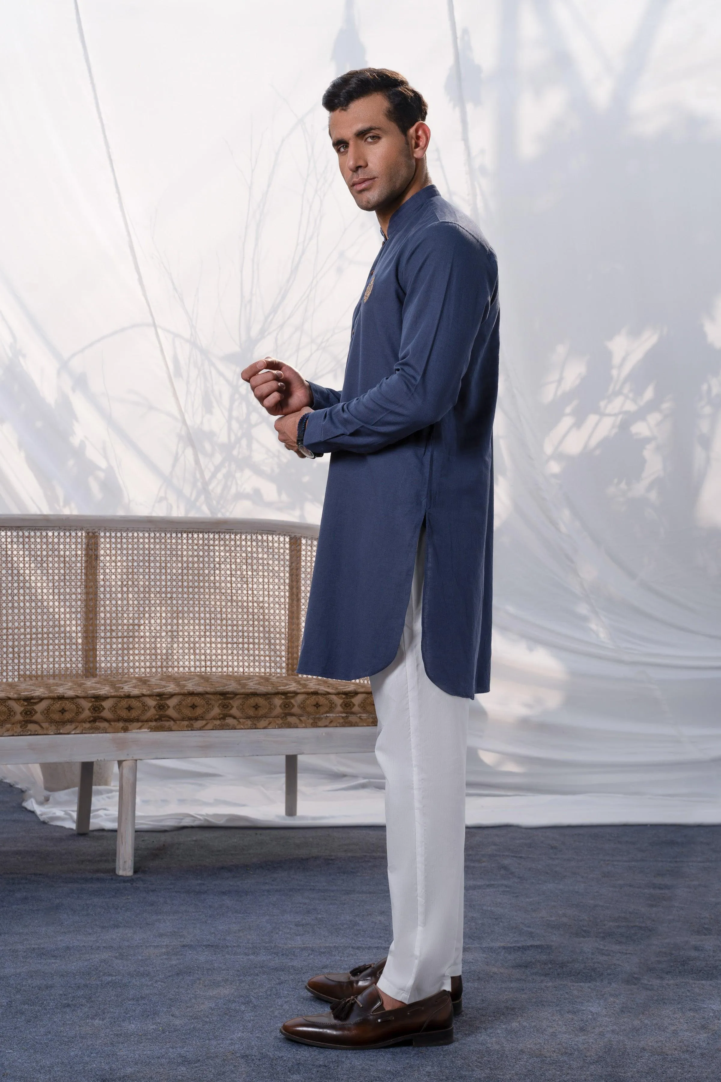 SHORT KURTA BLUE GREY