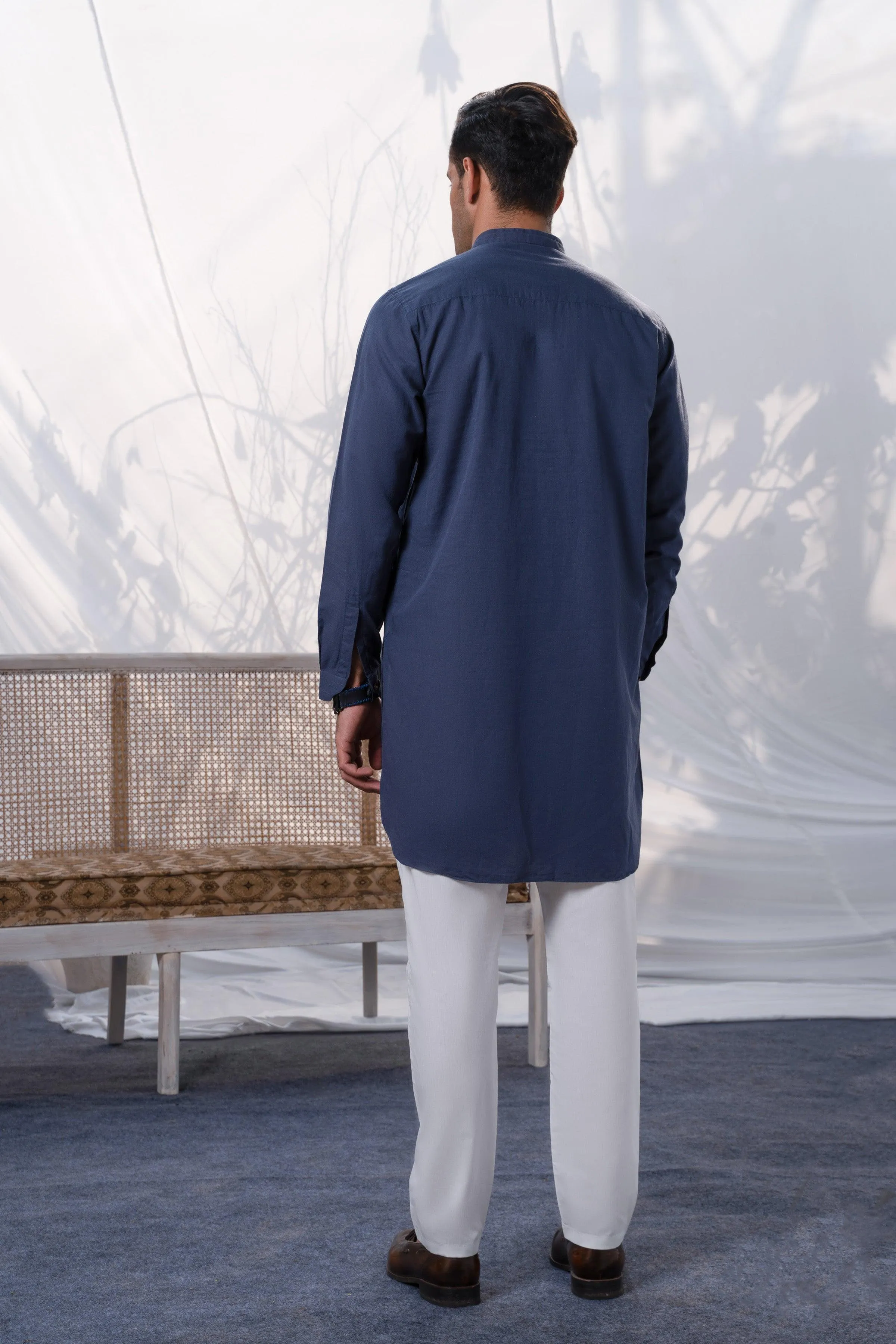 SHORT KURTA BLUE GREY