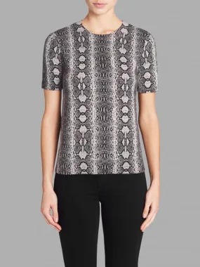 Short Sleeved Snake Print Pullover - Pink Champagne