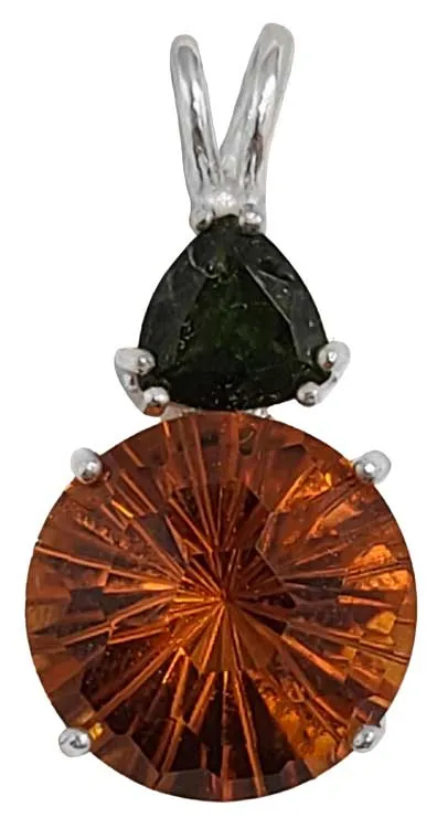 Siberian Gold Quartz Super Nova? with Trillion Cut Green Tourmaline