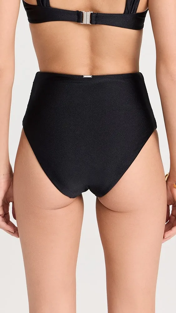 SIMKHAI   Teya High Waisted Ruched Bikini Bottoms 
